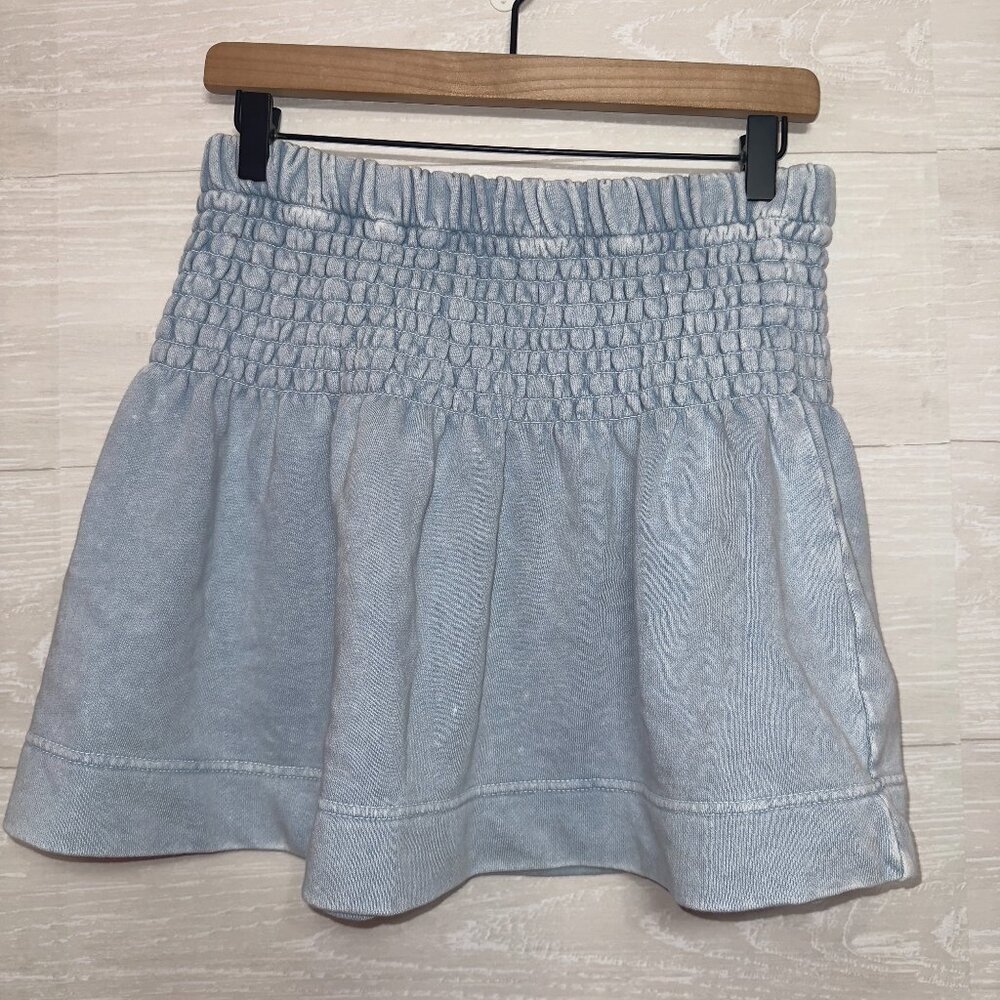 Aerie NWT Women's Size Small Blue High Rise A-line Smocked Mini Skirt - Picture 2 of 7